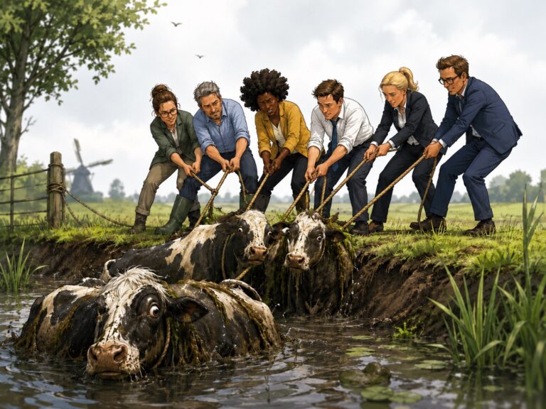 Oude koeien uit de sloot halen